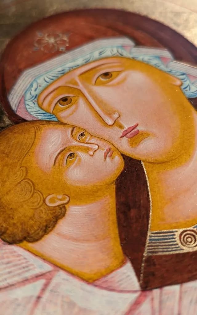Embrace of Divine Love: A Sacred Icon of Mother and Child