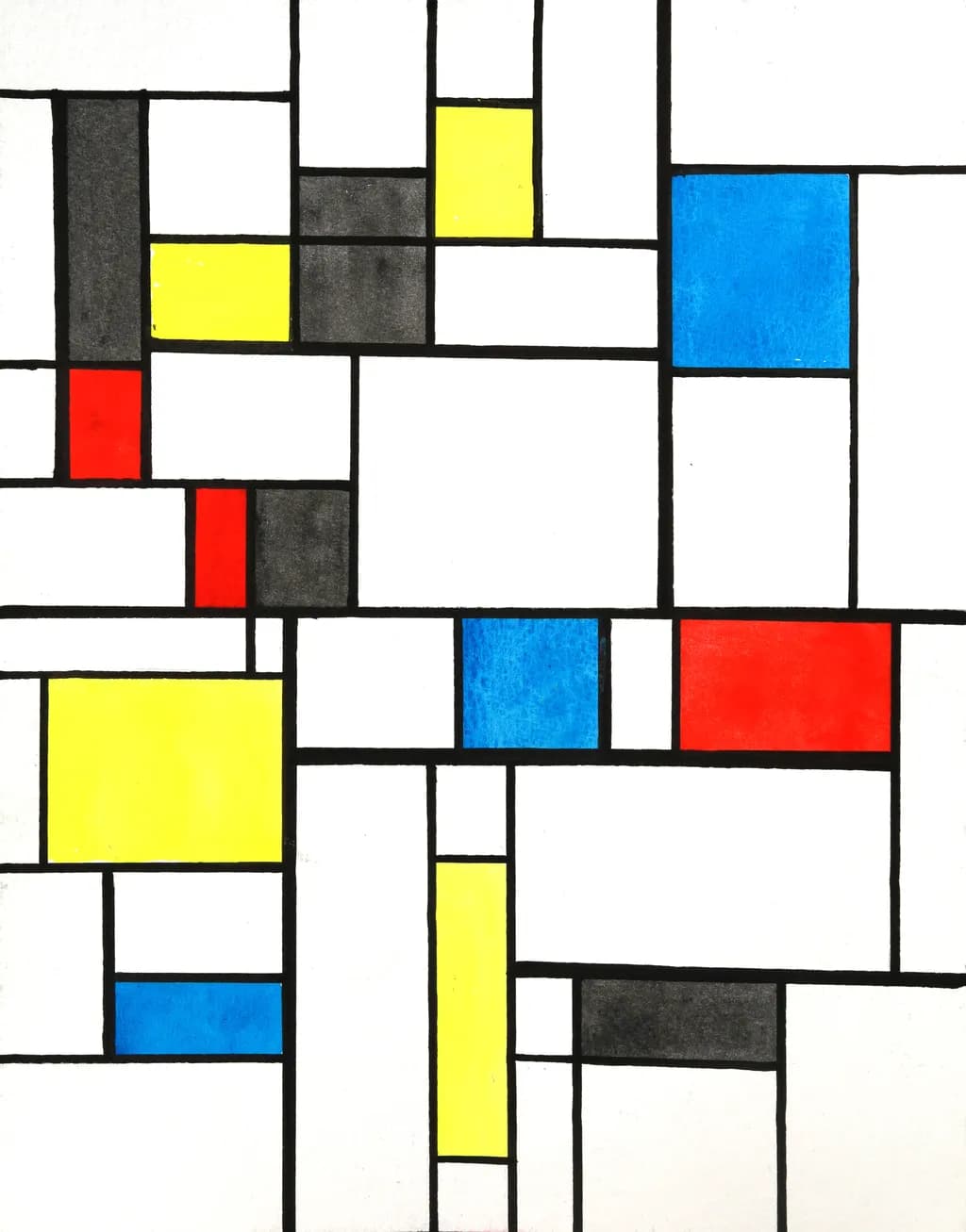 Vibrant Geometric Harmony: A Modern Abstract Composition in Bold Colors and Clean Lines