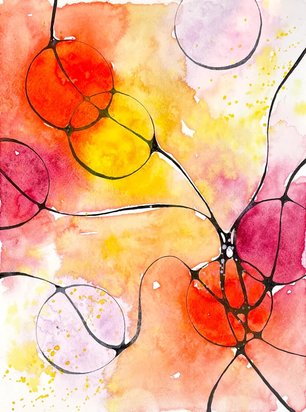 Colorful Connections: A Whimsical Dance of Watercolors and Lines