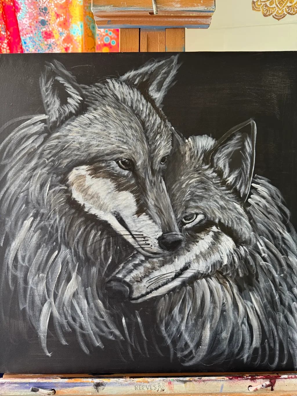 Whispers of the Wild: A Dual Portrait of Wolves in Monochrome Elegance