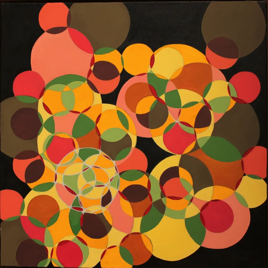 Vibrant Harmony: A Dance of Colorful Circles on Black Canvas