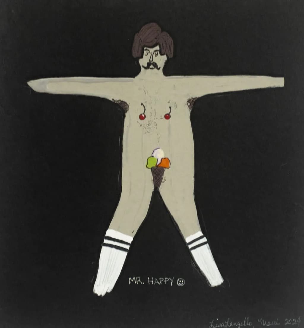 Whimsical Revelry: The Playful Essence of Mr. Happy in a Bold Artistic Expression