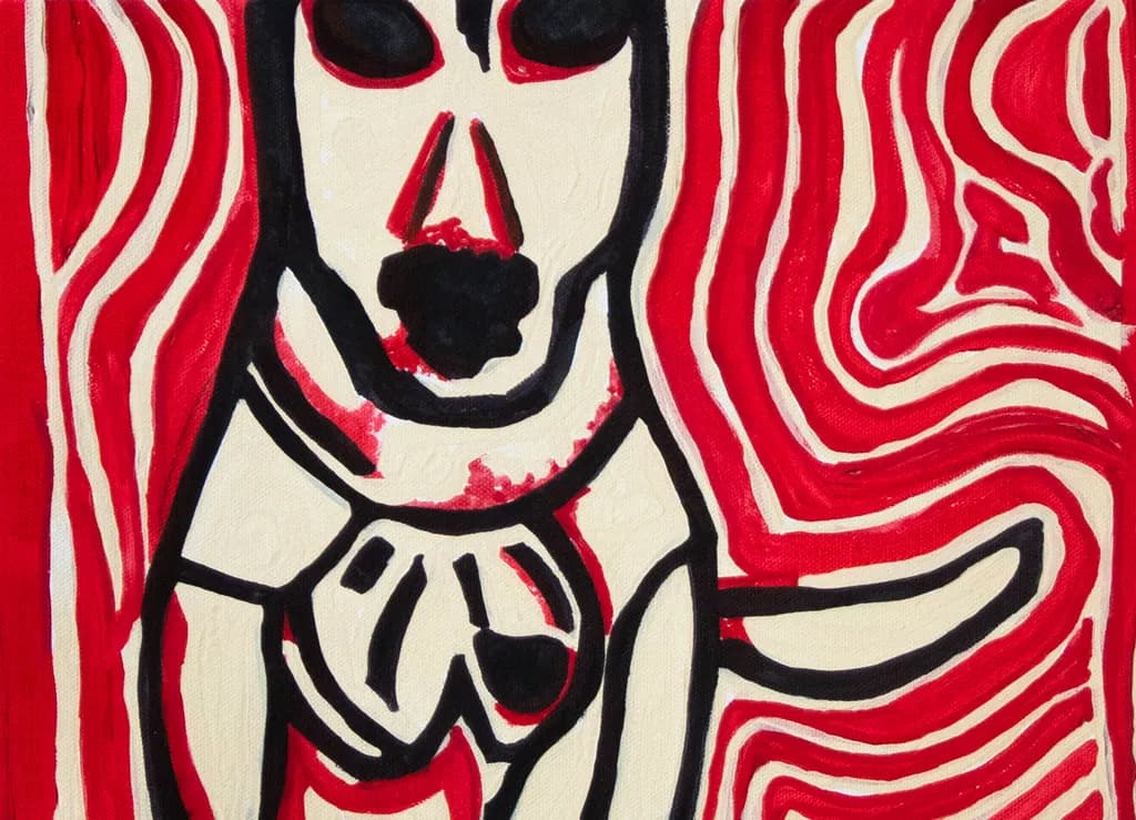Vibrant Canine Dreams: A Bold Exploration of Color and Form in Abstract Art