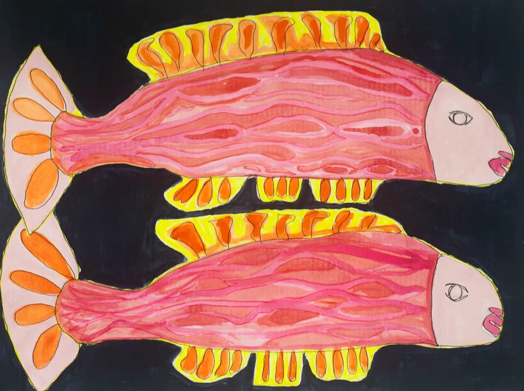Vibrant Harmony: Two Playful Fish in Bold Colors
