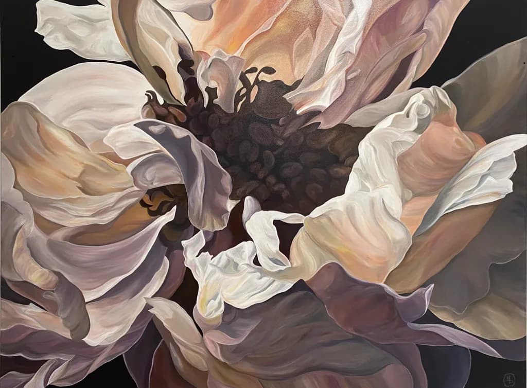 Whispers of Elegance: A Close-Up Study of a Blooming Peony in Soft Hues and Rich Textures