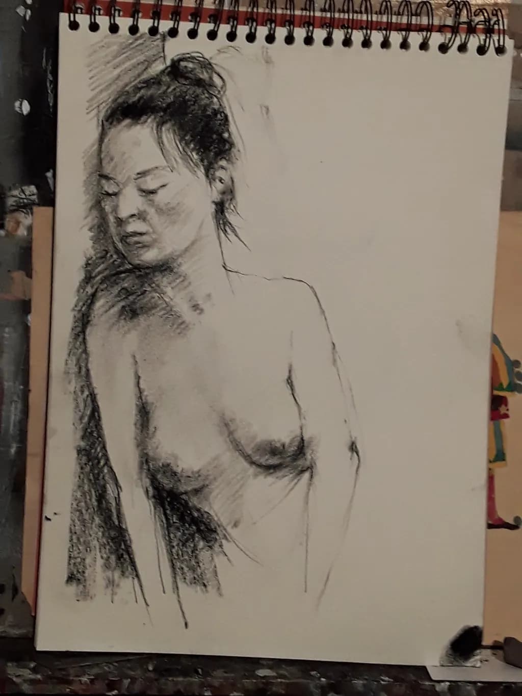 Whispers of Serenity: A Charcoal Study of the Female Form