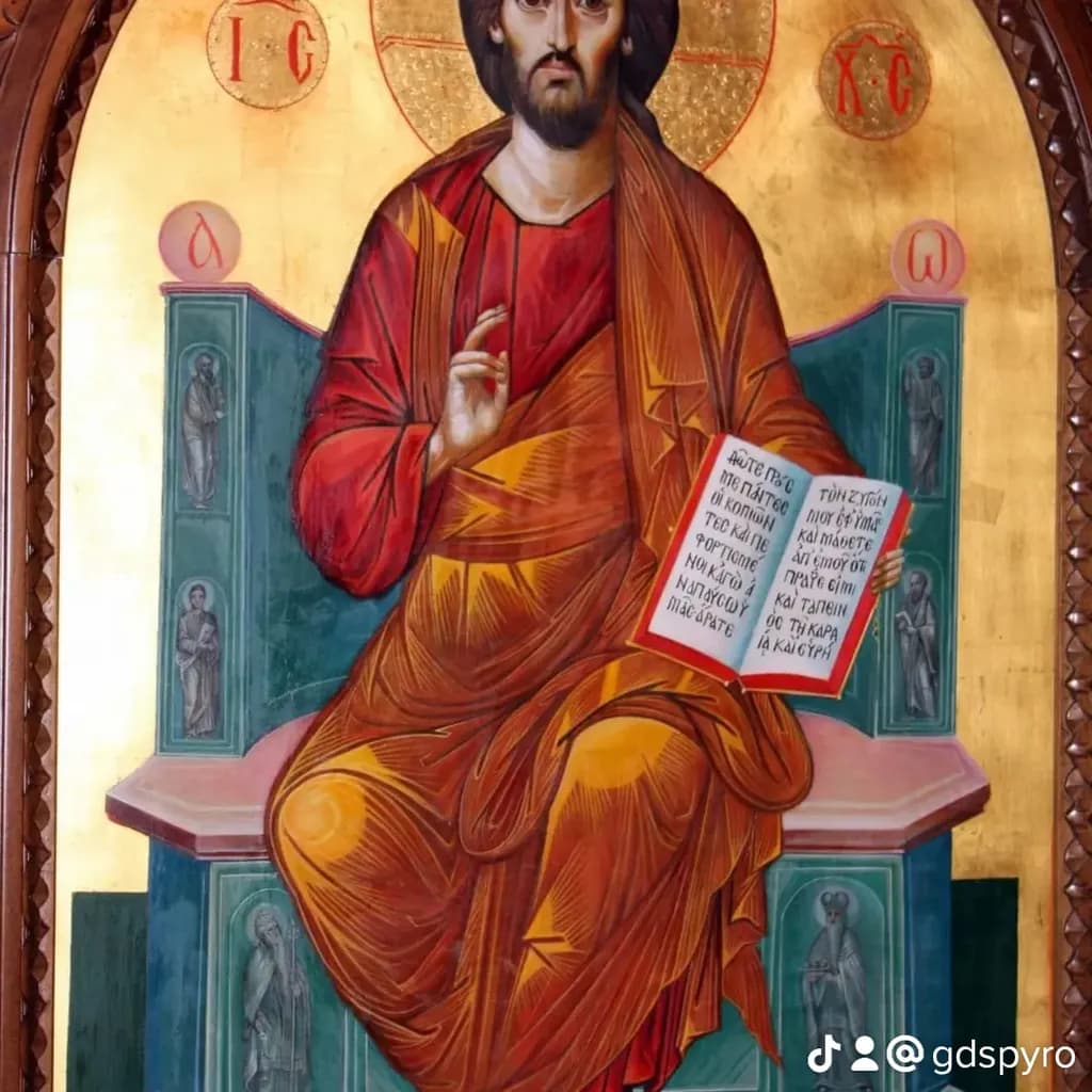 Divine Majesty: The Icon of Christ in Radiant Gold and Rich Hues