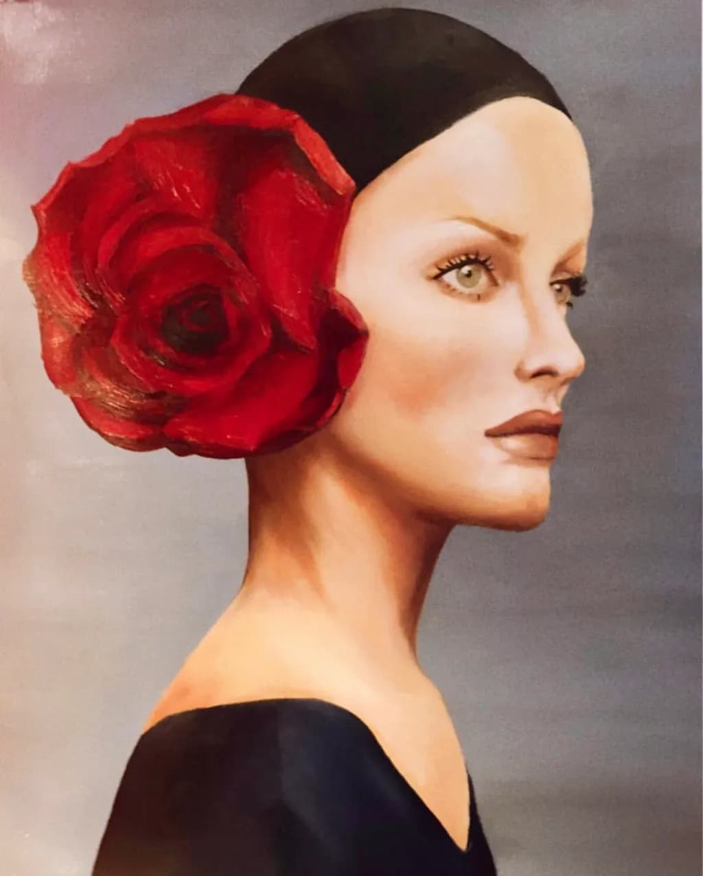 Elegant Rose Portrait: A Dramatic Fusion of Style and Grace