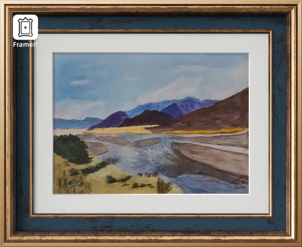 Serenity by the River: A Tranquil Landscape in Watercolor