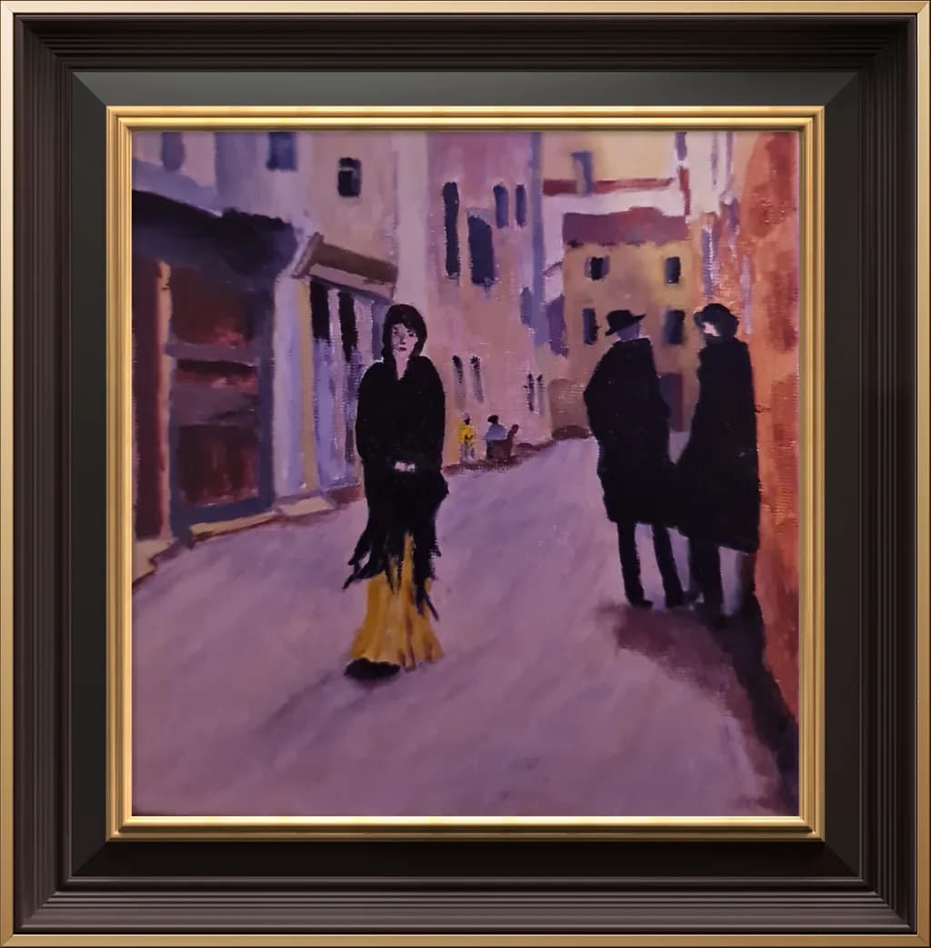 Urban Solitude: A Figure in Shadows on a Quiet Street