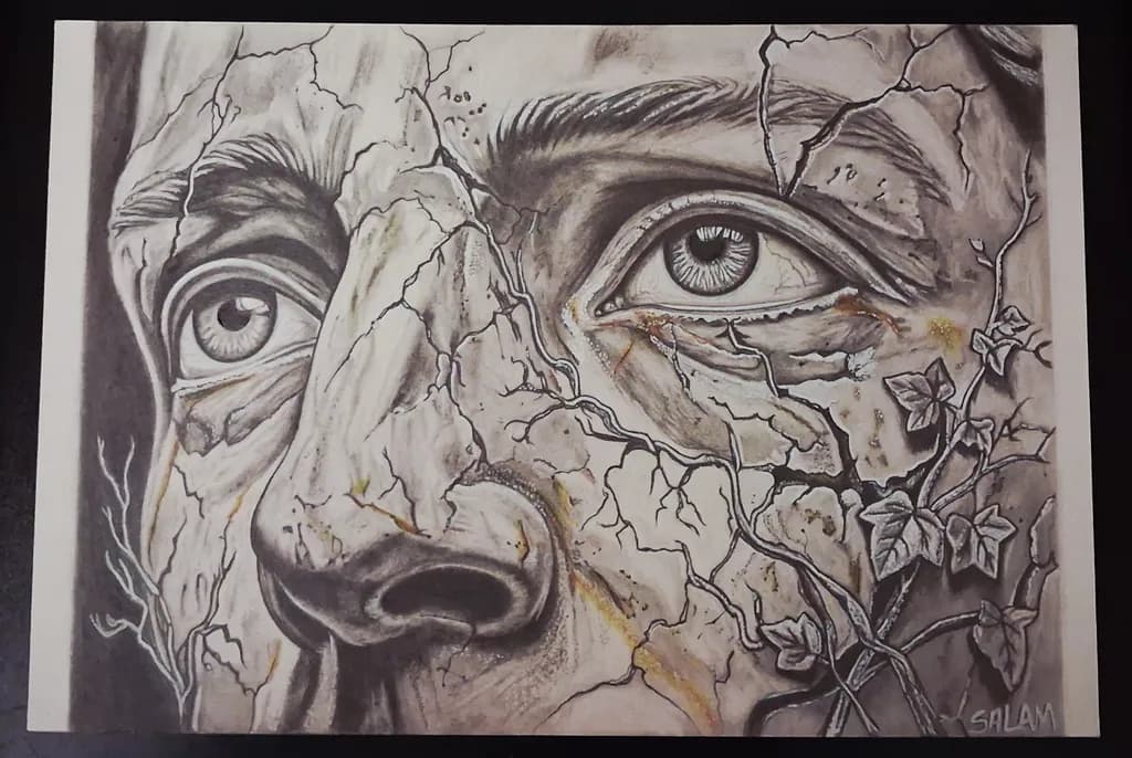 Cracked Face with Vines