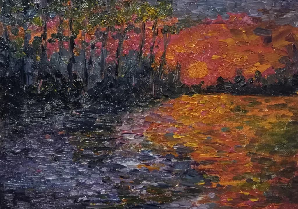 Whispers of Autumn: A Serene Sunset Reflection in Nature's Embrace