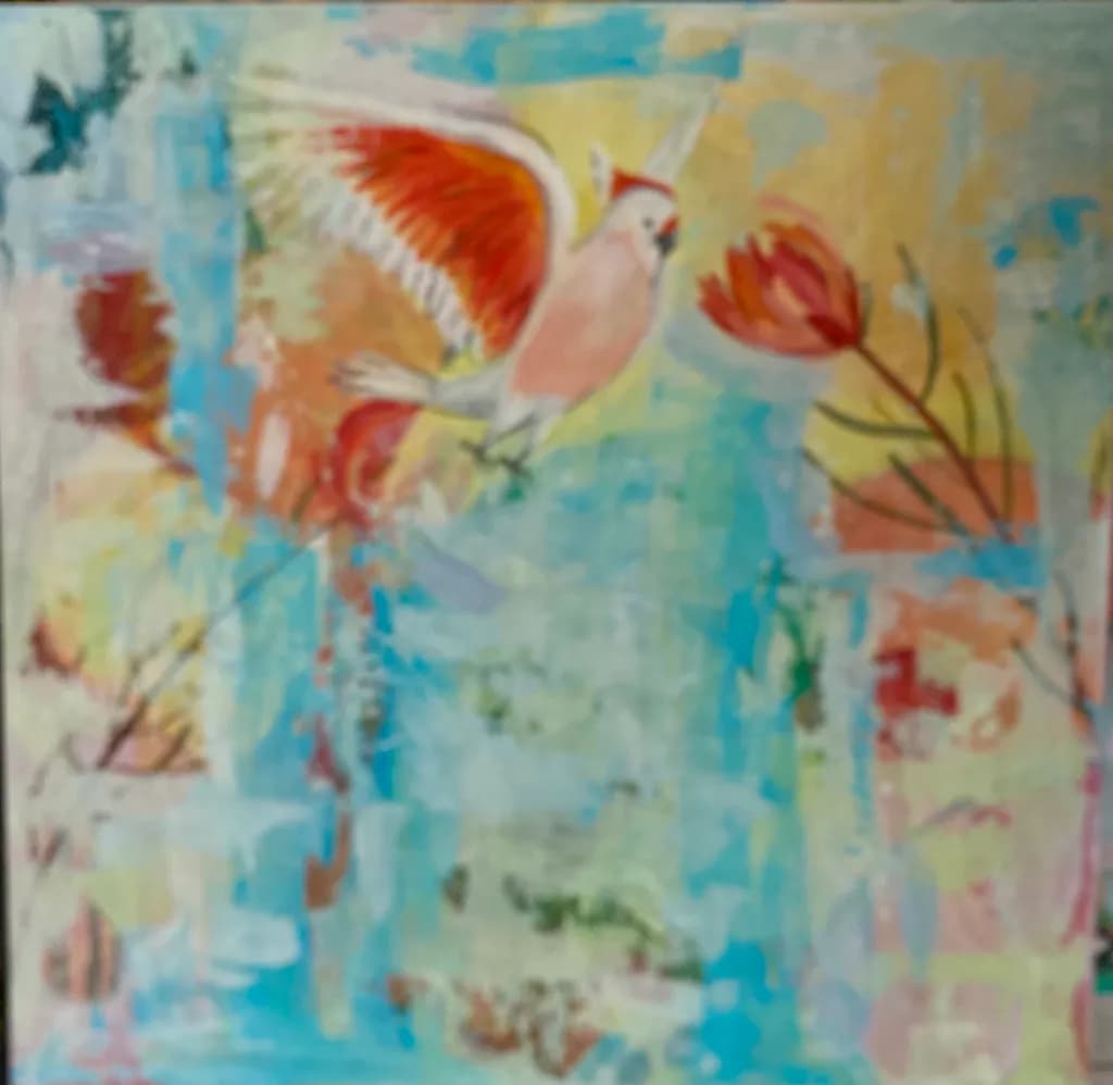 Whispers of Color: A Dance Between Bird and Blossom