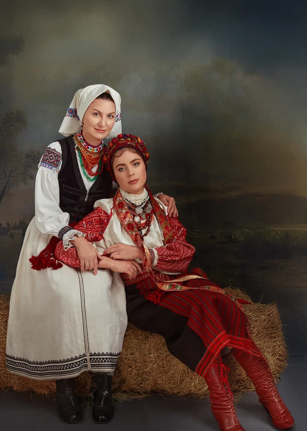 Embracing Heritage: A Portrait of Tradition and Sisterhood in Folk Attire