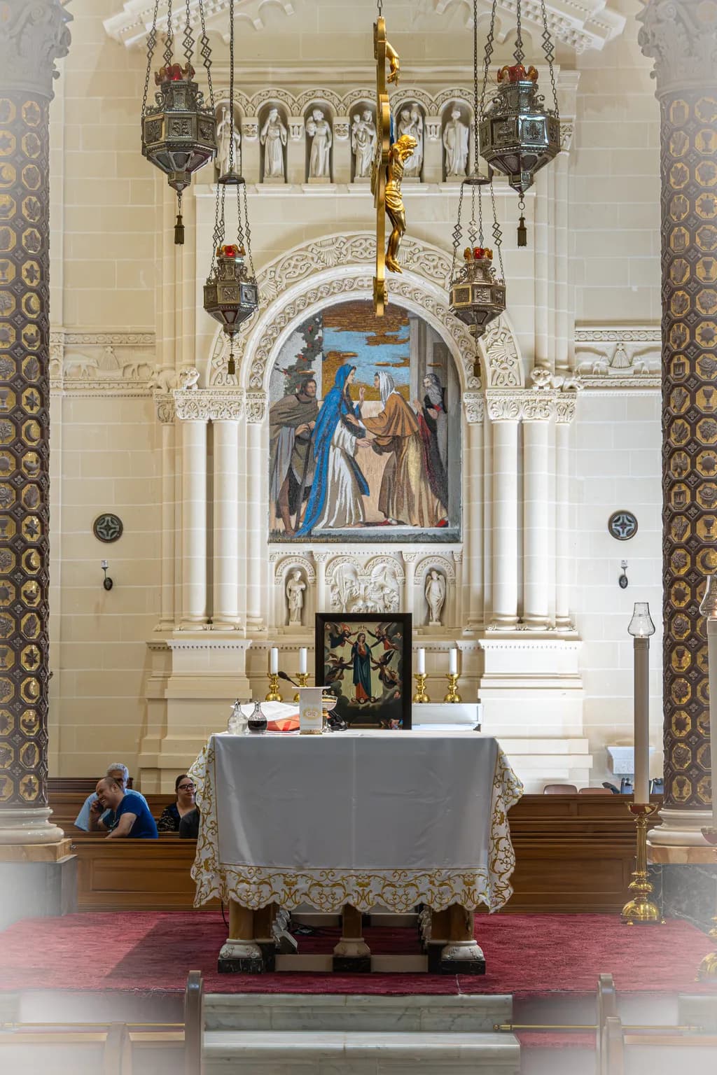 Sacred Moments: A Serene Altar Scene in a Historic Church