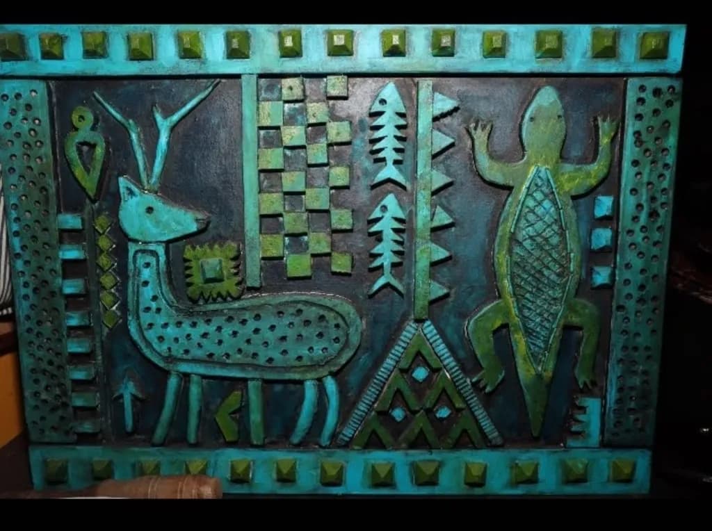 Nature's Harmony: A Vibrant Fusion of Wildlife and Geometry in Mixed Media Art