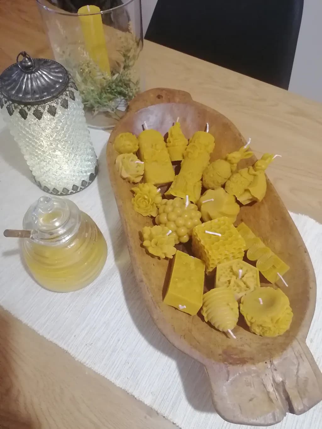 Golden Glow: A Decorative Collection of Beeswax Candles for Your Tabletop Elegance