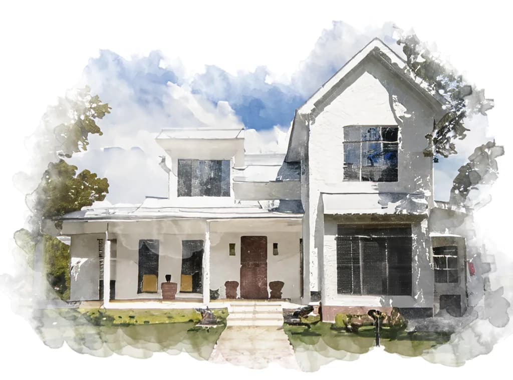Whispers of Home: A Serene Watercolor Portrait of Modern Architecture