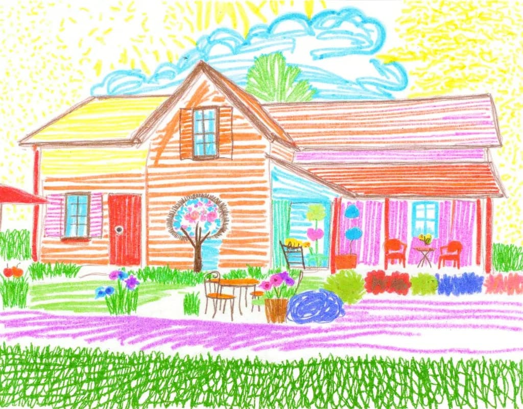 Vibrant Haven: A Colorful Landscape of Home and Blooms