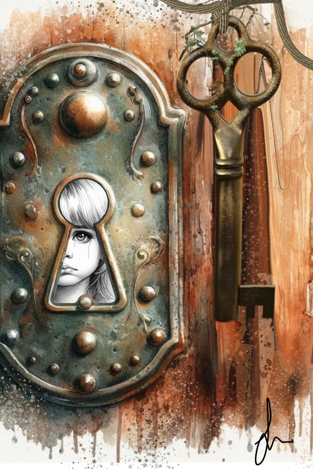Whispers Behind the Keyhole: A Portrait of Mystery and Emotion