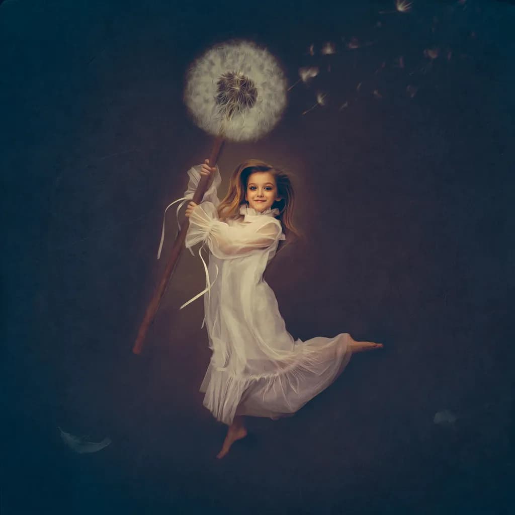 Whispers of a Dream: A Playful Dance with Dandelions