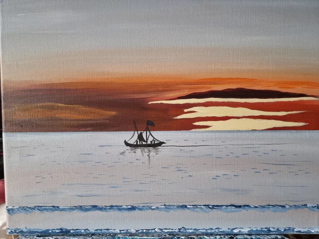 Serenity at Dusk: A Tranquil Voyage Across the Horizon