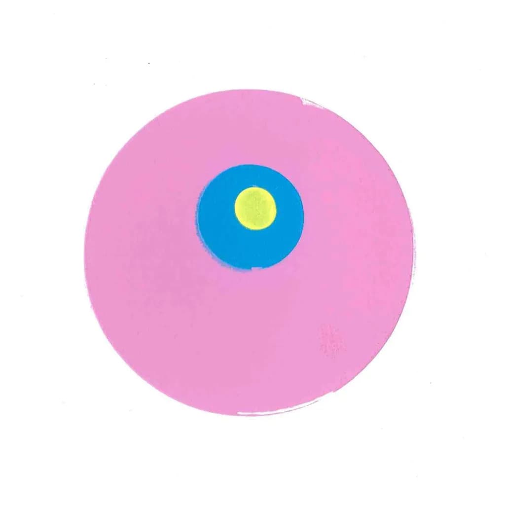 Vibrant Harmony: A Colorful Abstract Circle in Pink, Blue, and Yellow