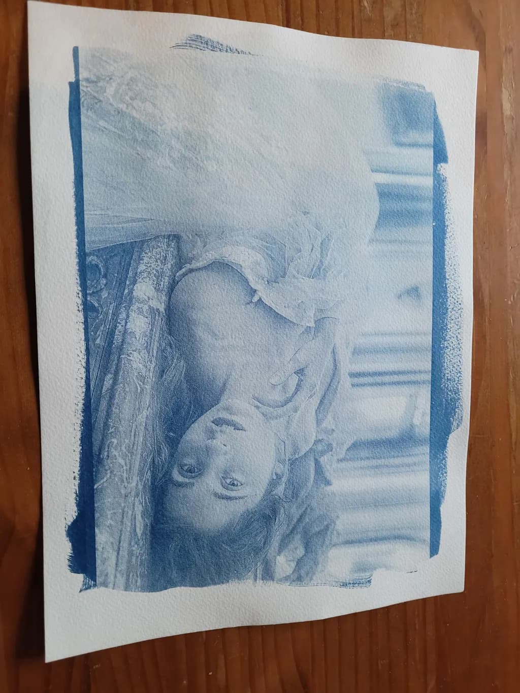 Whispers of Blue: A Dreamlike Portrait in Cyanotype Elegance