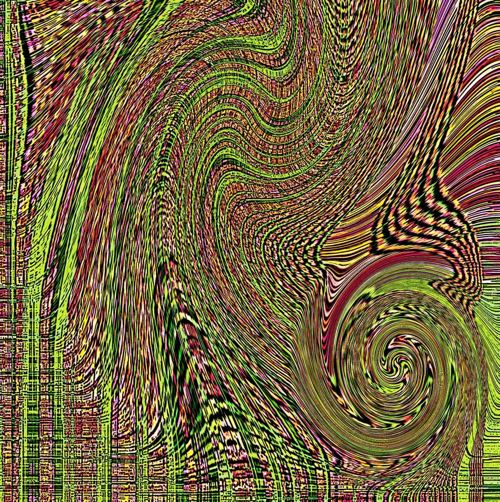 Whirlwind of Colors: A Vibrant Dance of Green and Pink Energy