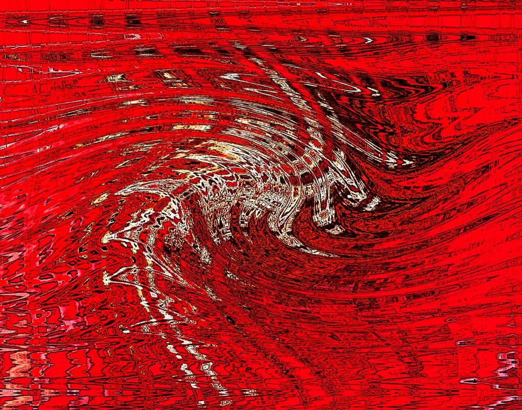 Crimson Whirl: An Abstract Dance of Texture and Distortion