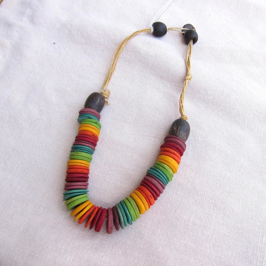Vibrant Harmony: Handcrafted Rainbow Disc Necklace
