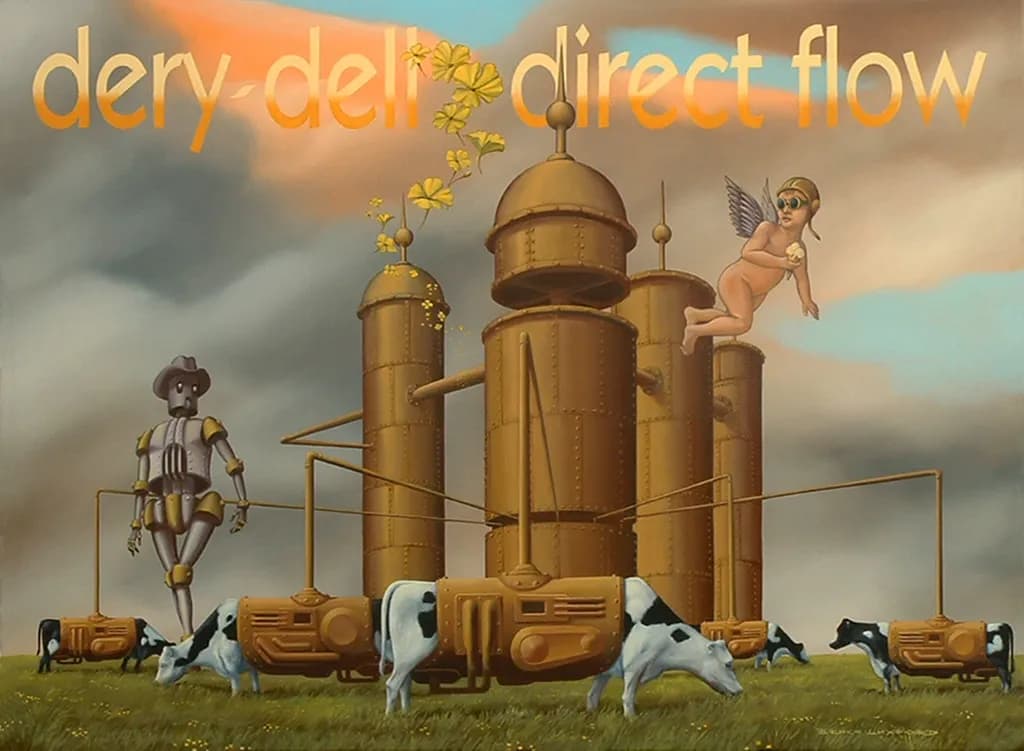 Mechanical Cows in Field