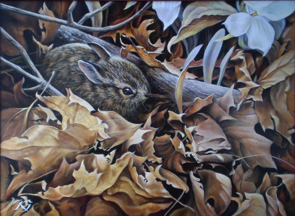 Whispers of Nature: A Rabbit's Camouflage Among Autumn Leaves