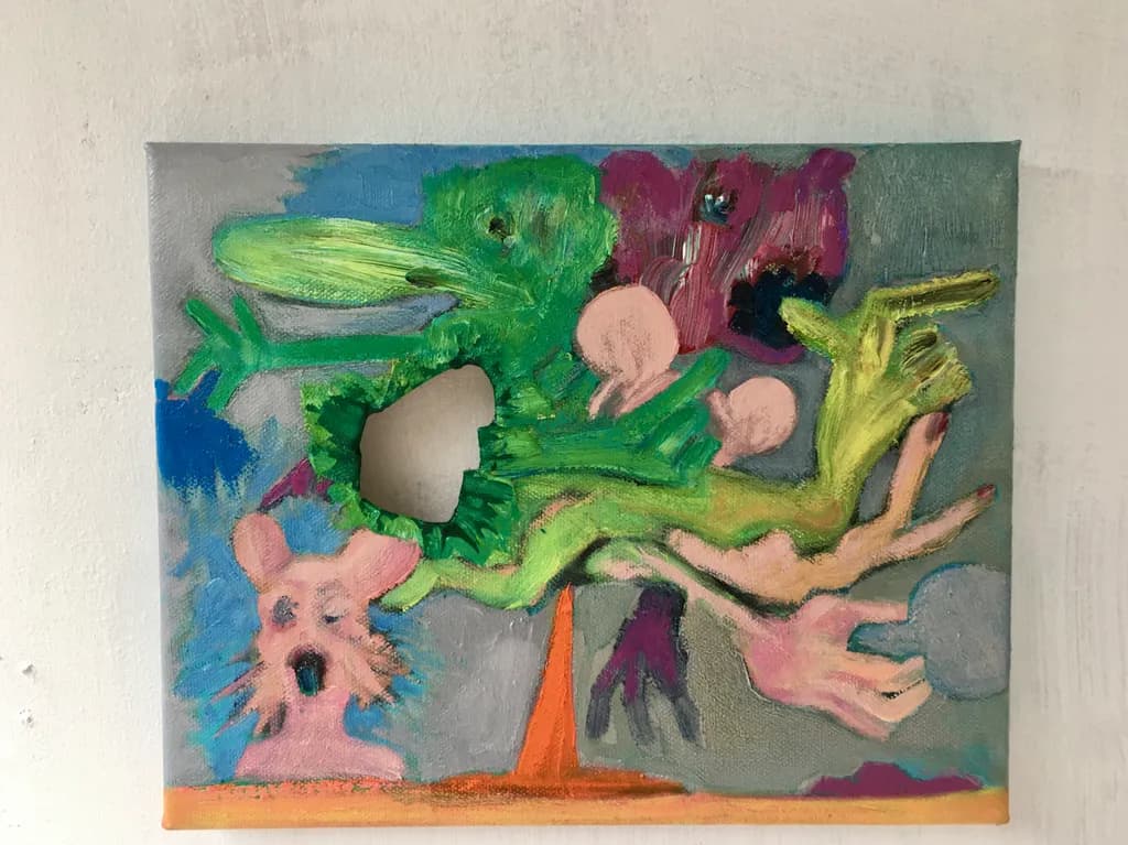 Vibrant Whimsy: A Surreal Exploration of Color and Form in Abstract Expressionism