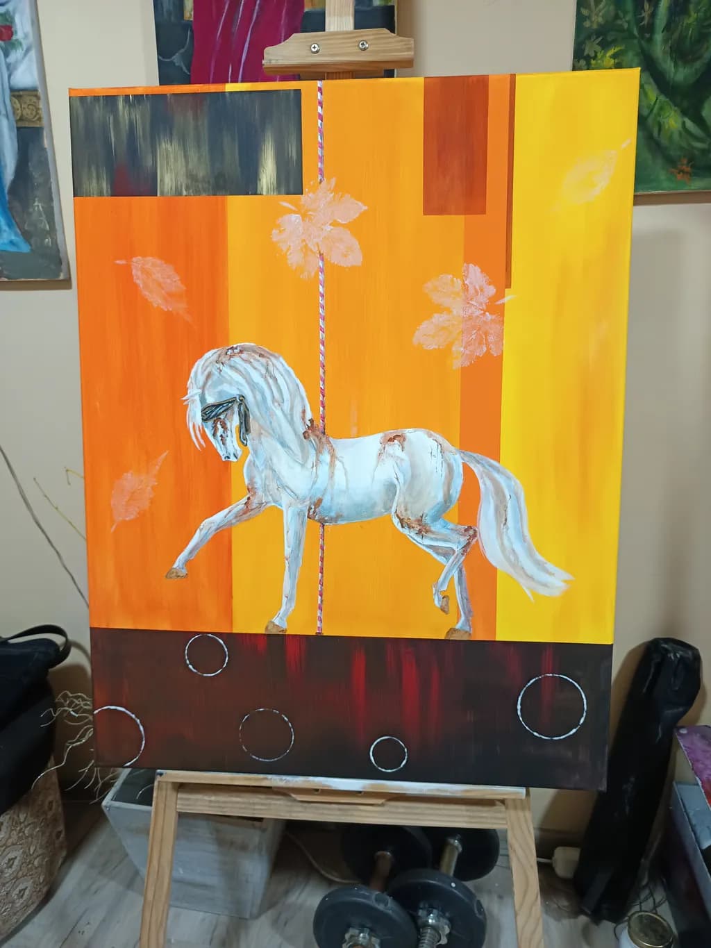 Whimsical Equine Dance: A Vibrant Journey Through Color and Form
