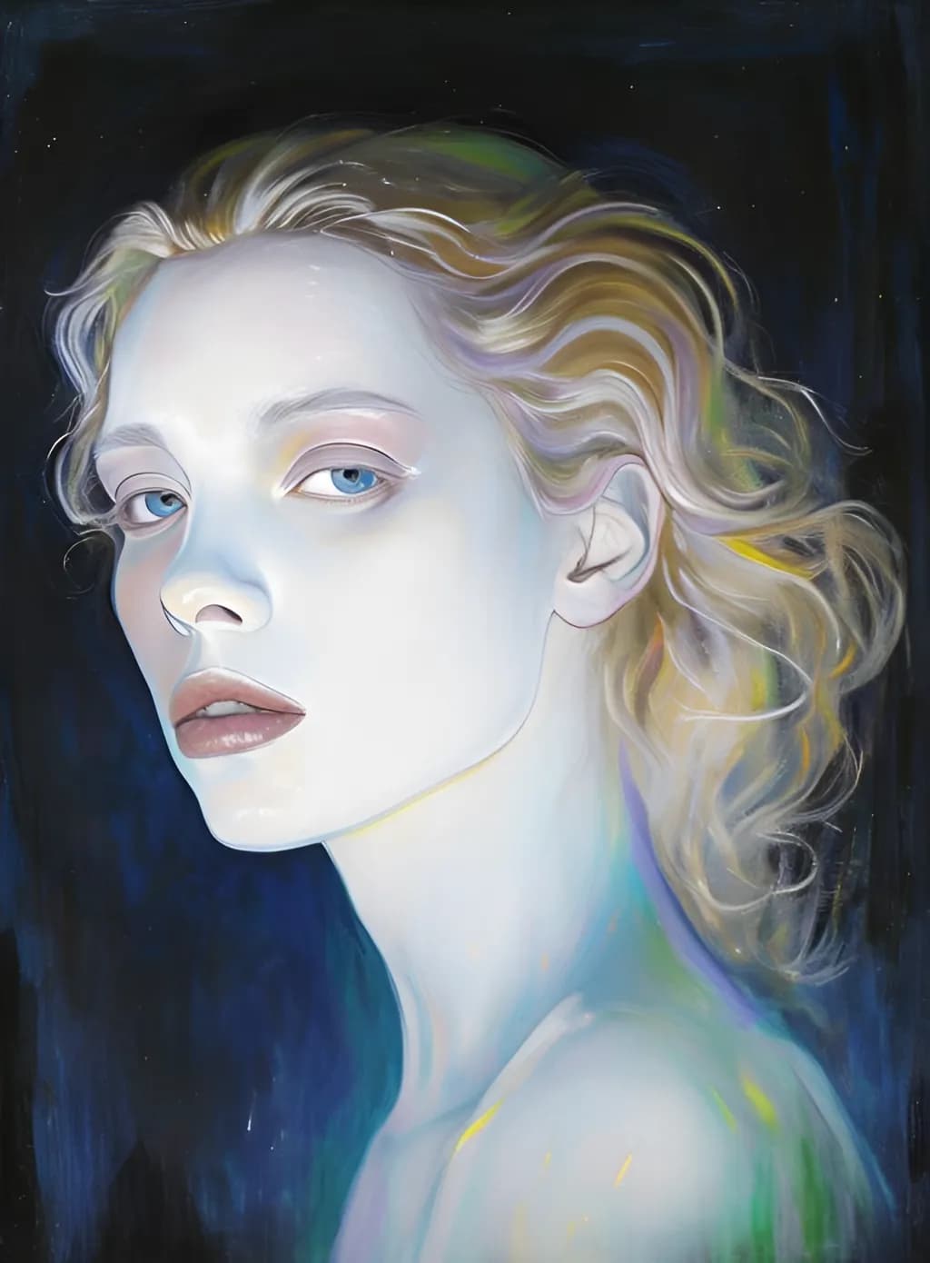 Ethereal Gaze: A Portrait of Serenity and Mystery in Soft Hues