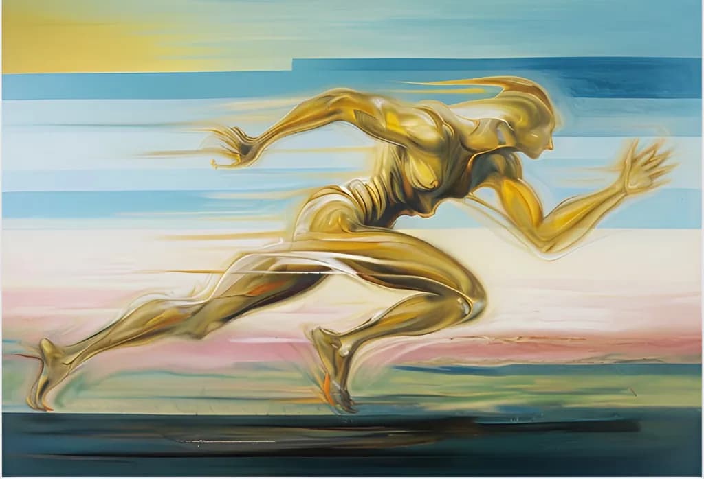 Dynamic Ascent: The Golden Runner in Motion