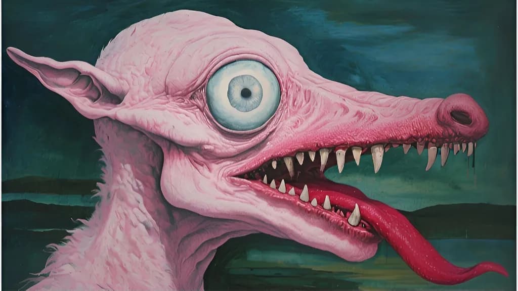 Whimsical Grotesque: A Surreal Encounter with Colorful Creatures