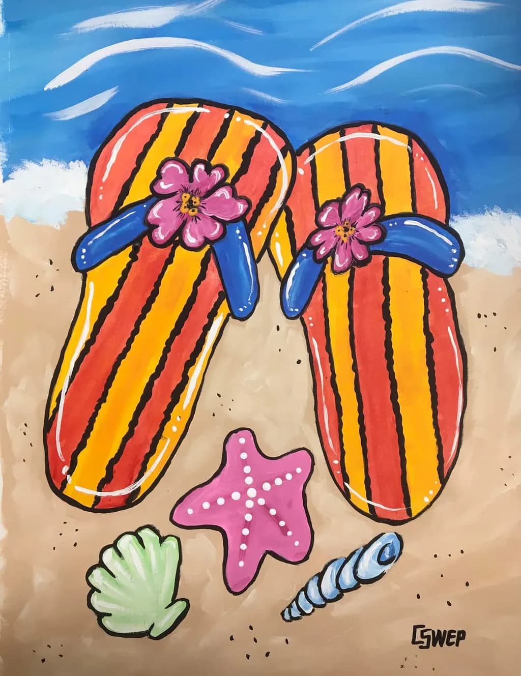 Sunny Beach Vibes: Flip Flops and Seashells Delight