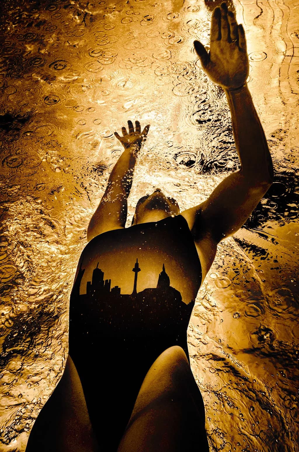 Golden Reflections: A Dive into Urban Serenity
