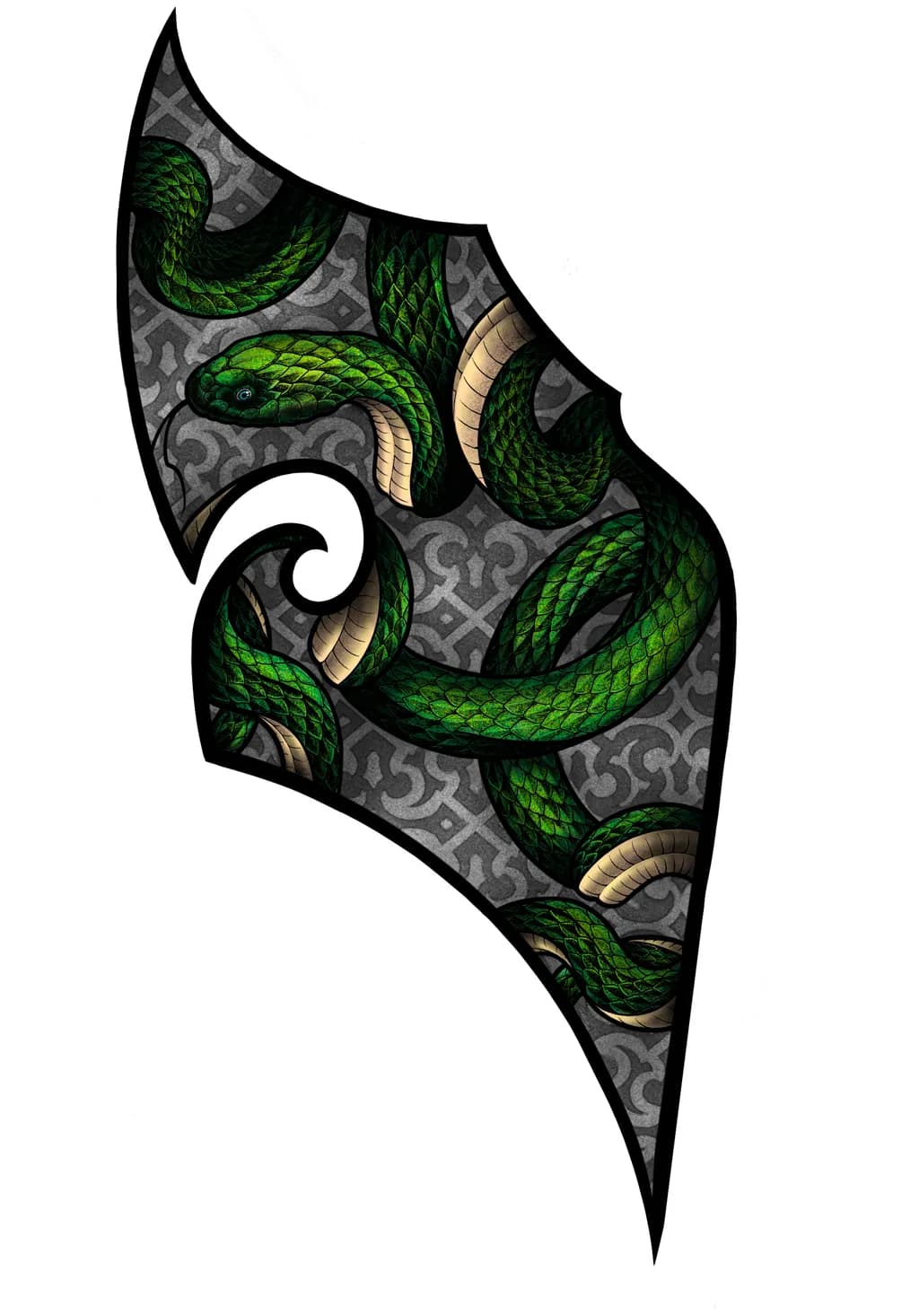 Serpent's Embrace: A Dance of Green and Shadow