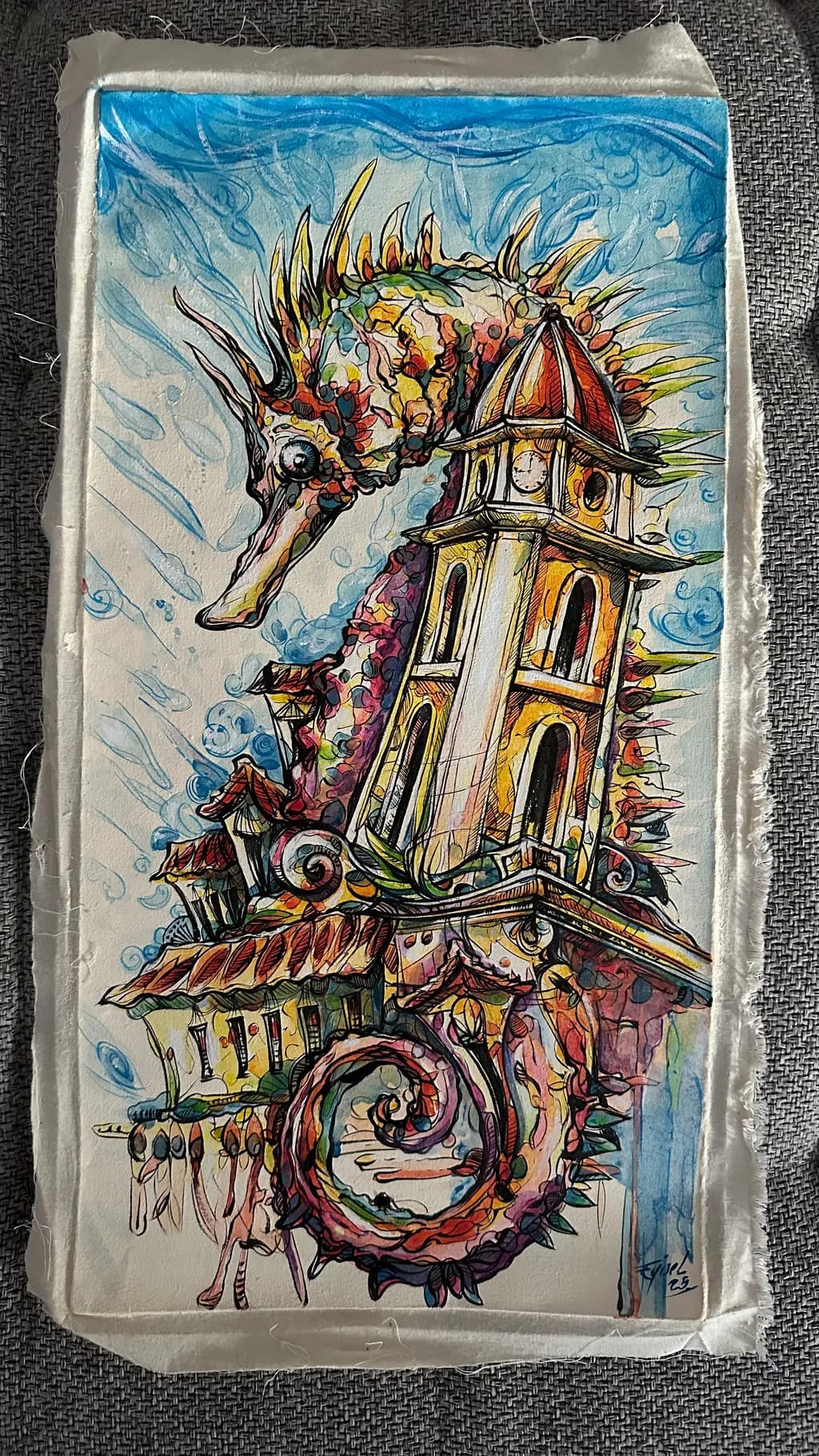 Whimsical Seahorse Tower: A Colorful Fusion of Fantasy and Architecture