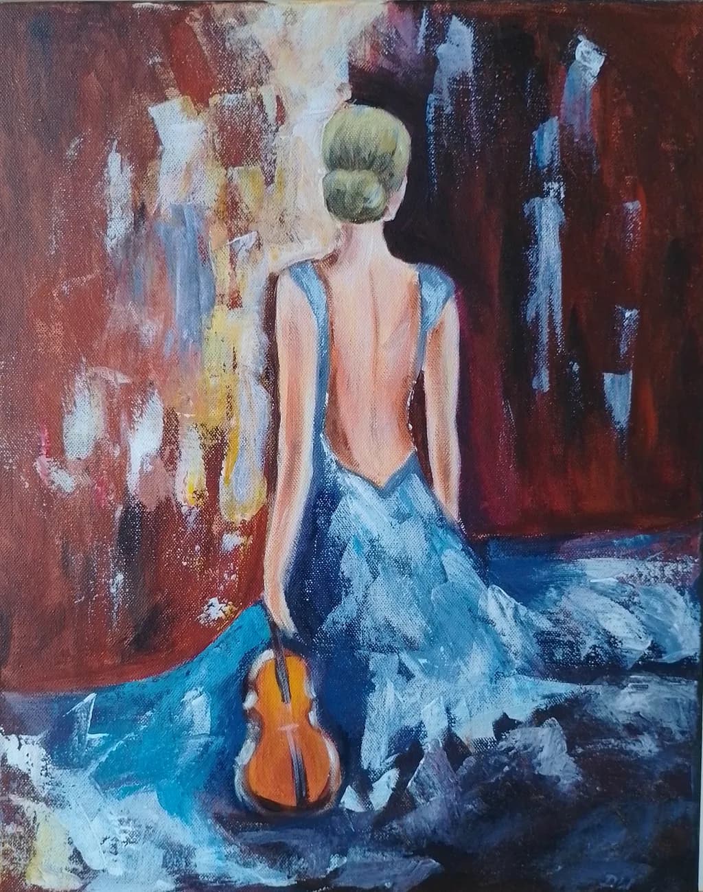 Melody in Blue: A Dancer's Solitude with Violin