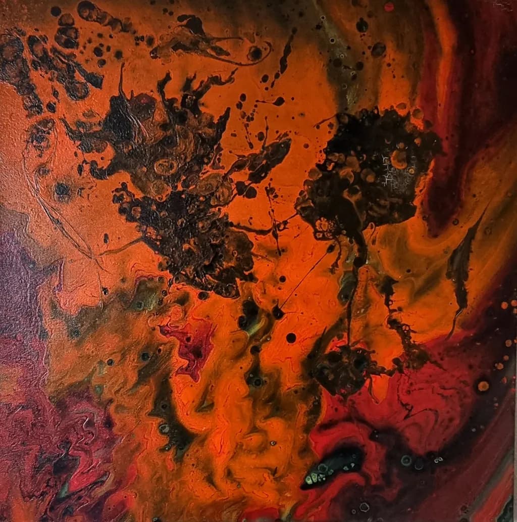 Ethereal Flames: A Dance of Orange and Black in Abstract Artistry