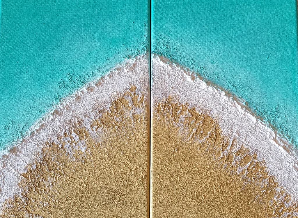 Serenity at the Shoreline: A Textured Journey Through Aqua and Sand