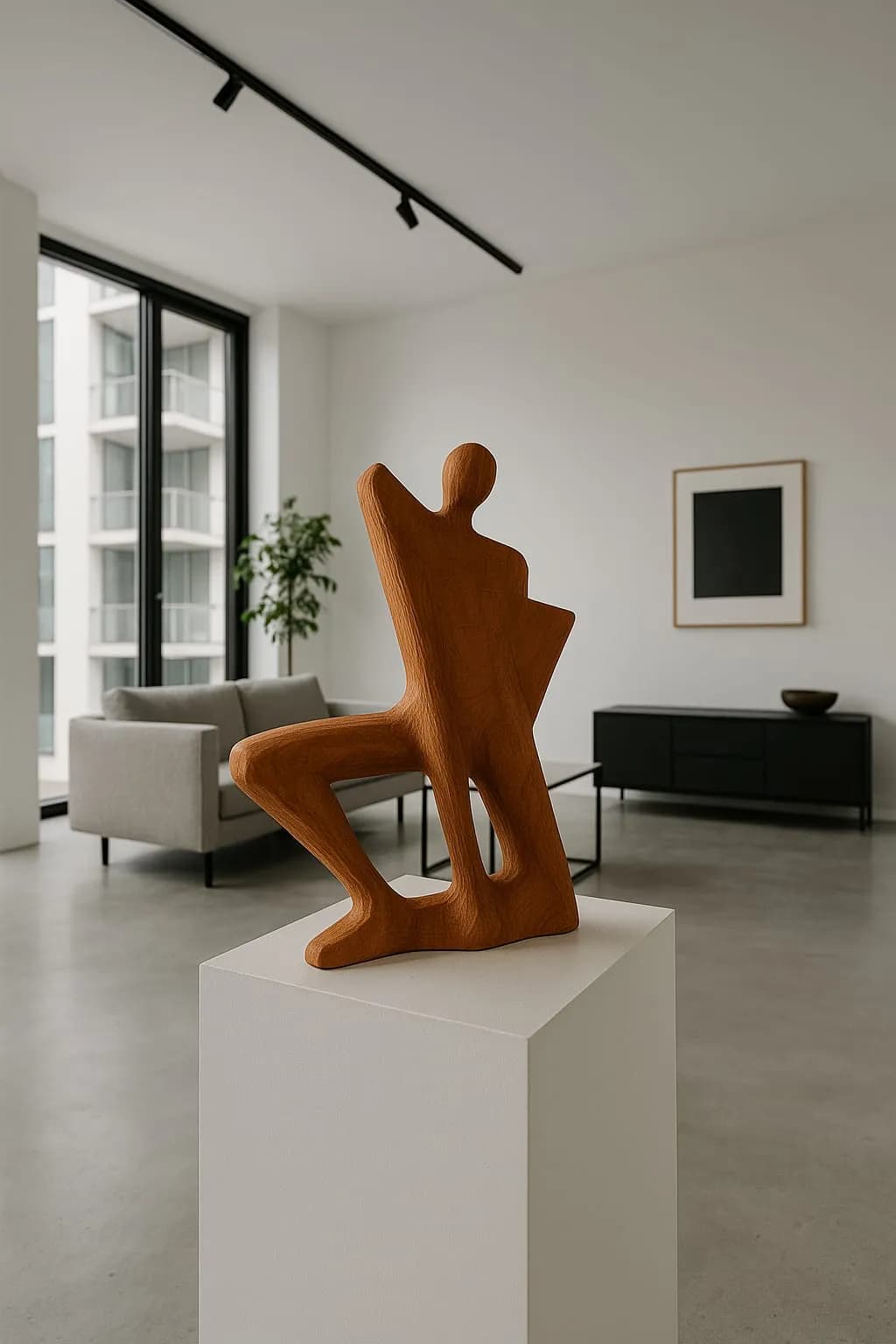 Dynamic Elegance: A Contemporary Wooden Sculpture Capturing Movement and Form