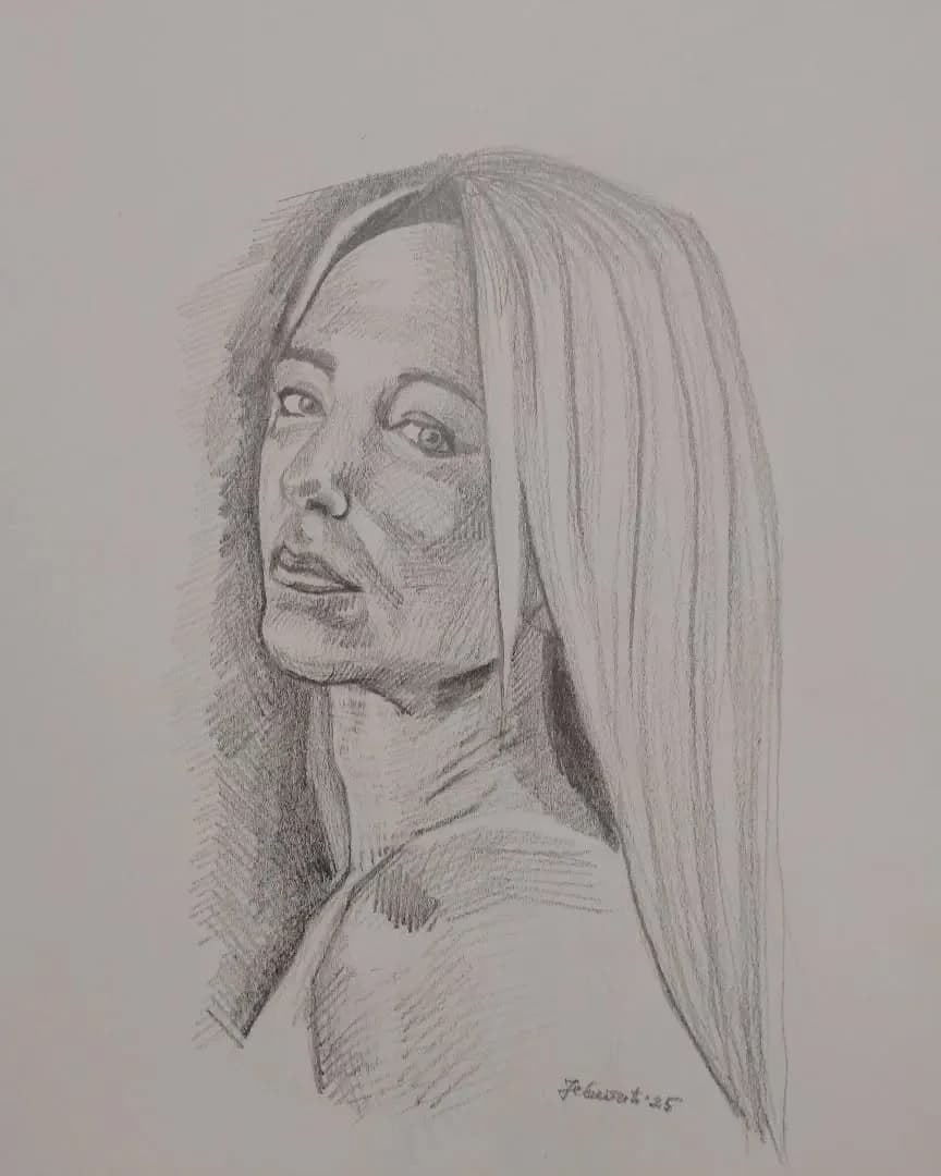 Whispers of Elegance: A Captivating Portrait in Pencil Sketch Form
