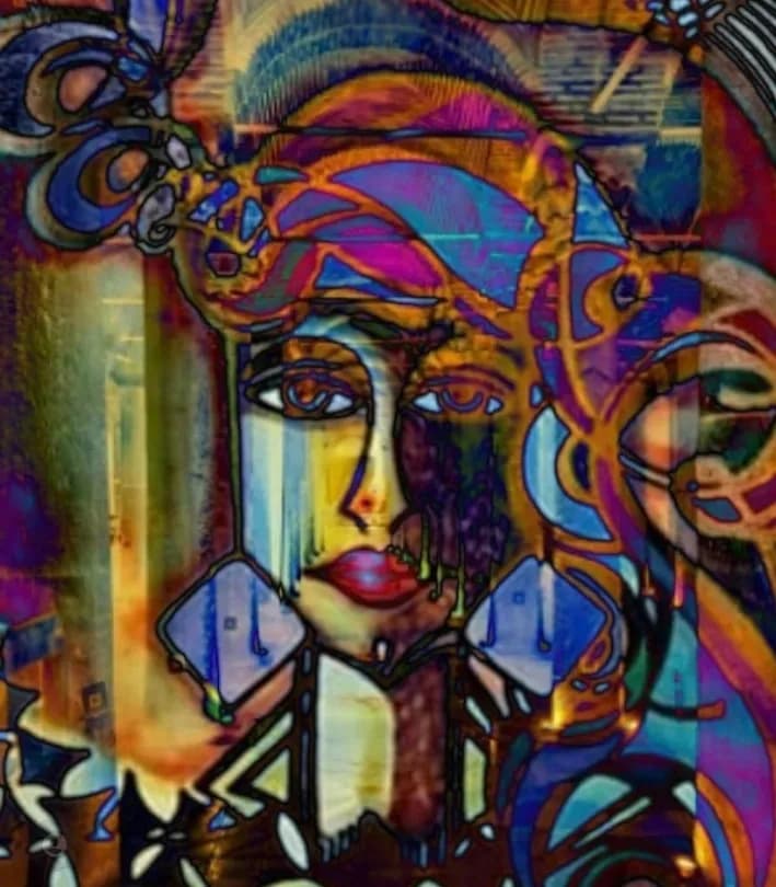 Vibrant Expressions: An Abstract Portrait of Colorful Emotion