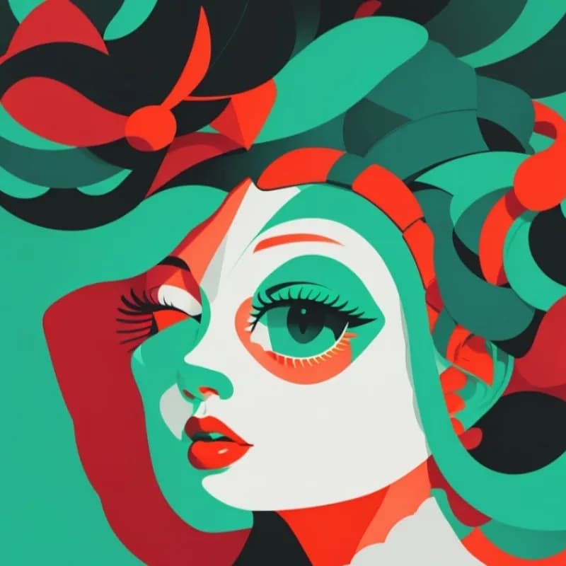 Vibrant Whimsy: A Playful Abstract Portrait of Colorful Expression