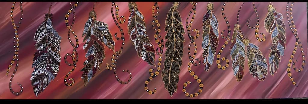 Whispers of the Wind: A Dance of Colorful Feathers and Beads